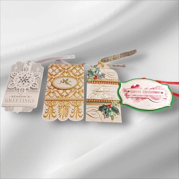 Elegant  Christmas Gift Tags With Intricate Designs Gold & Red,Green lot of 19 - Picture 2 of 7